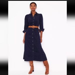 Nwt Boden Aubrey Cord midi shirt dress Navy 14r us corduroy